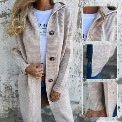 🍂Specialità autunnali🍂Cardigan con cappuccio e bottoni da donna🥳Spedizione gratuita