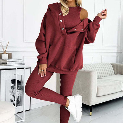 Lässiger und bequemer Sweatshirt-Anzug mit Kapuze