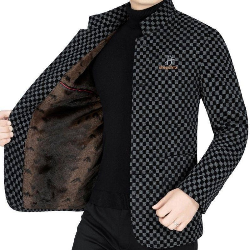 😎Saldi autunnali Sconto limitato del 45%💕Giacca calda da uomo alla moda a quadri con tasche