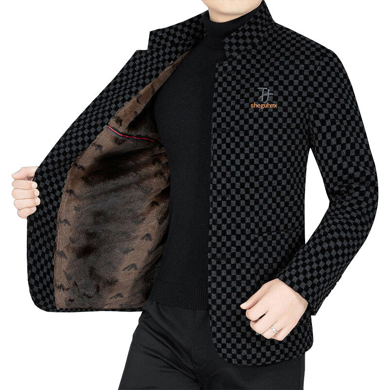 😎Saldi autunnali Sconto limitato del 45%💕Giacca calda da uomo alla moda a quadri con tasche
