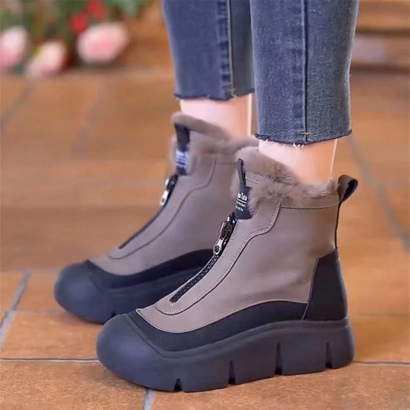 Boot de neige des femmes chaudes imperméables avec fermeture éclair