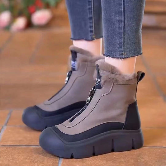 Wasserdichte warme Damen-Schneestiefel mit Reißverschluss