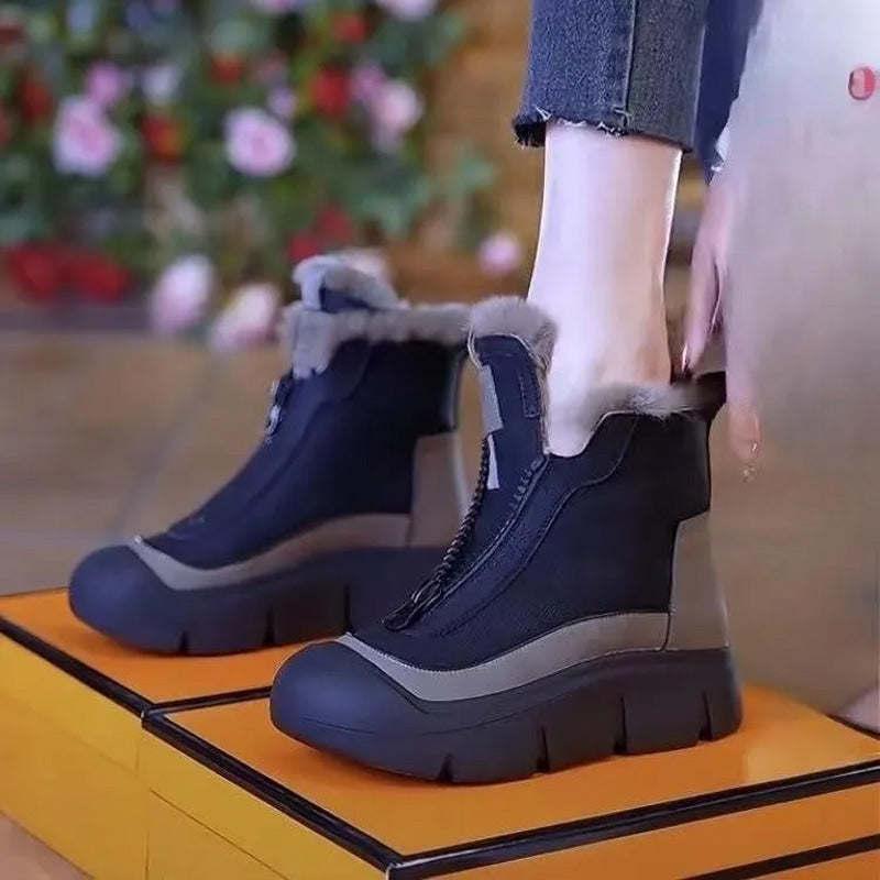 Boot de neige des femmes chaudes imperméables avec fermeture éclair