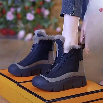 Boot de neige des femmes chaudes imperméables avec fermeture éclair