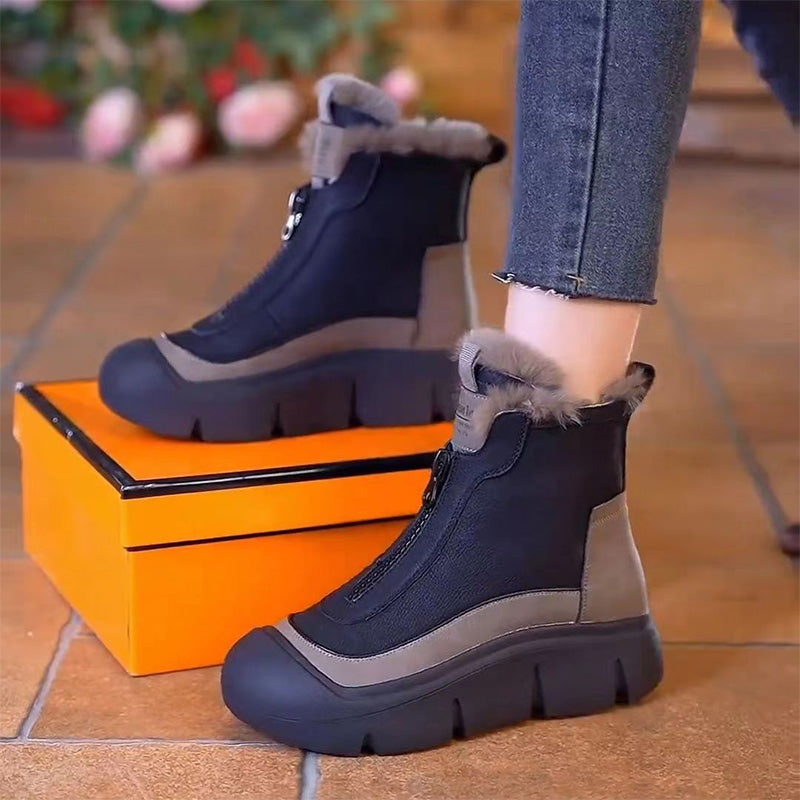Boot de neige des femmes chaudes imperméables avec fermeture éclair