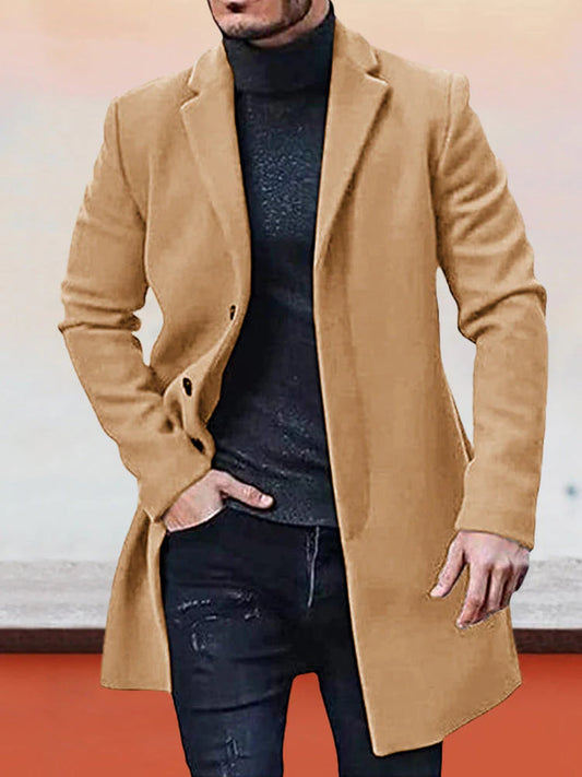 🔥Solange der Vorrat reicht 40 % Rabatt!🎉Herren einreihige einfarbige Jacke mit Schnalle
