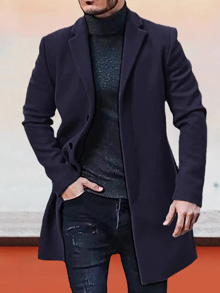 🔥Solange der Vorrat reicht 40 % Rabatt!🎉Herren einreihige einfarbige Jacke mit Schnalle