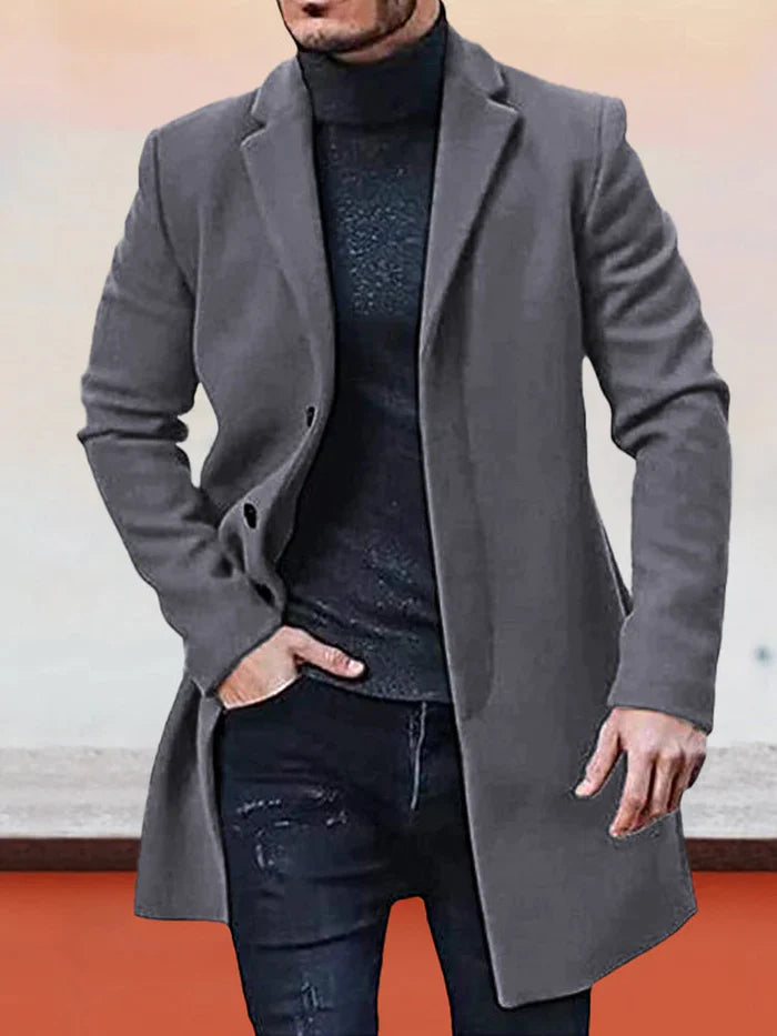 🔥Solange der Vorrat reicht 40 % Rabatt!🎉Herren einreihige einfarbige Jacke mit Schnalle