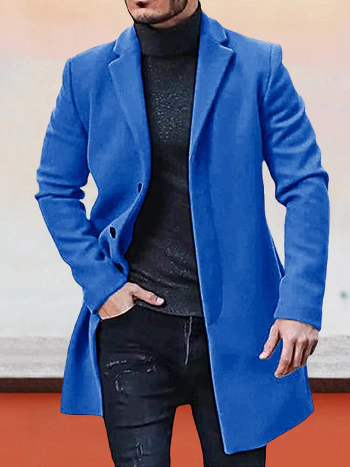 🔥Solange der Vorrat reicht 40 % Rabatt!🎉Herren einreihige einfarbige Jacke mit Schnalle