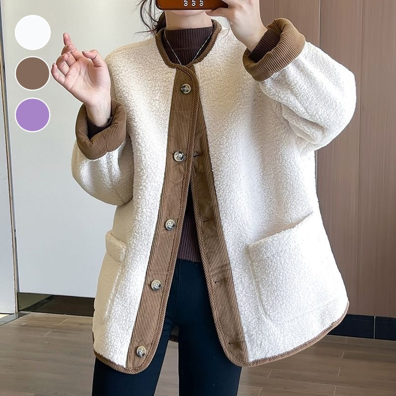 Sconto del 56%🔥Cappotti abbottonati in tinta unita con tasche per donna