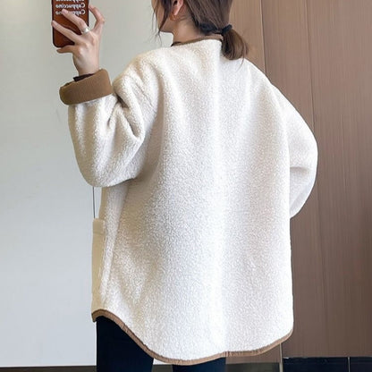 Sconto del 56%🔥Cappotti abbottonati in tinta unita con tasche per donna