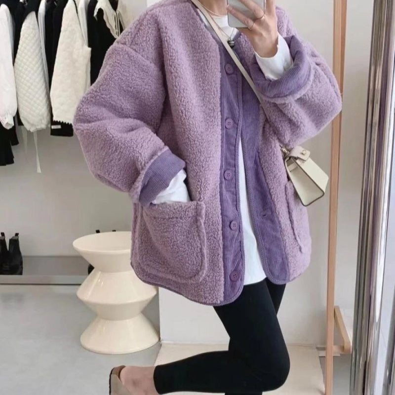Sconto del 56%🔥Cappotti abbottonati in tinta unita con tasche per donna