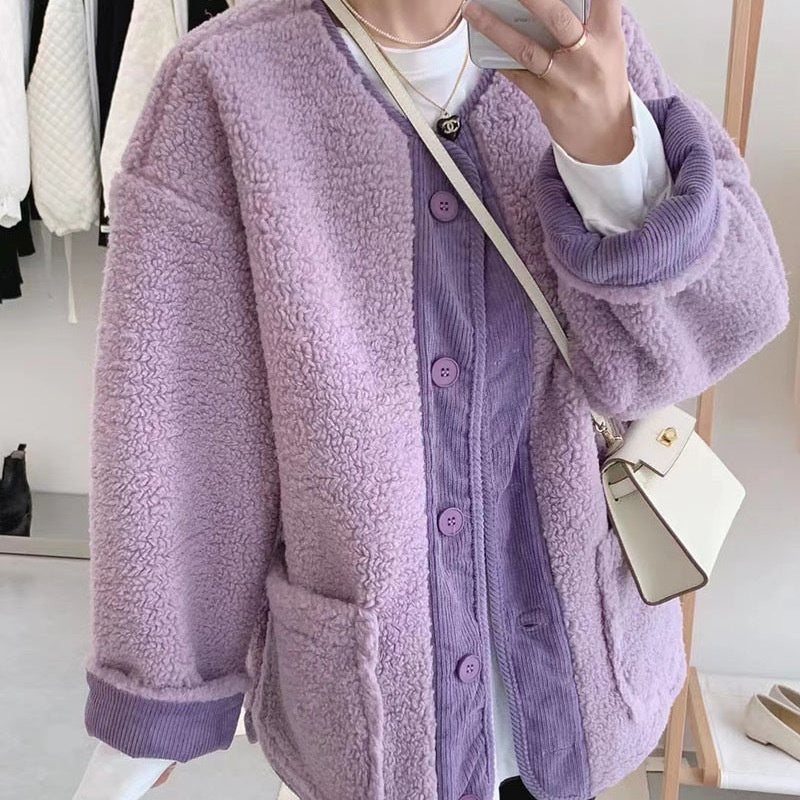 Sconto del 56%🔥Cappotti abbottonati in tinta unita con tasche per donna
