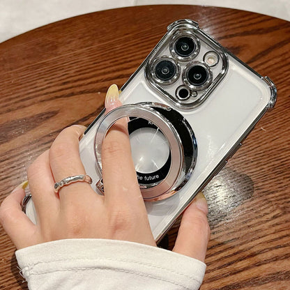 Sconto del 49%🔥Custodia per telefono con lente magnetica e supporto, trasparente e con una sensazione di metallo nudo di alta qualità