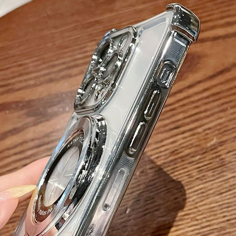Sconto del 49%🔥Custodia per telefono con lente magnetica e supporto, trasparente e con una sensazione di metallo nudo di alta qualità
