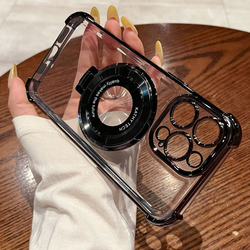 Sconto del 49%🔥Custodia per telefono con lente magnetica e supporto, trasparente e con una sensazione di metallo nudo di alta qualità
