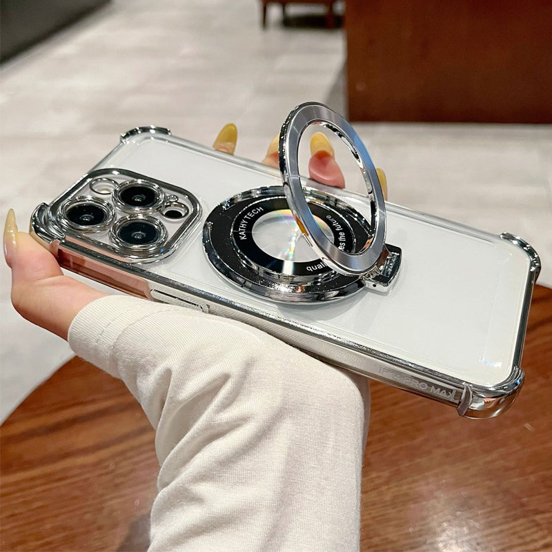 Sconto del 49%🔥Custodia per telefono con lente magnetica e supporto, trasparente e con una sensazione di metallo nudo di alta qualità