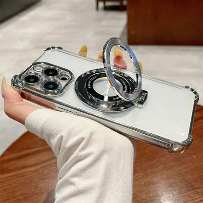 Sconto del 49%🔥Custodia per telefono con lente magnetica e supporto, trasparente e con una sensazione di metallo nudo di alta qualità