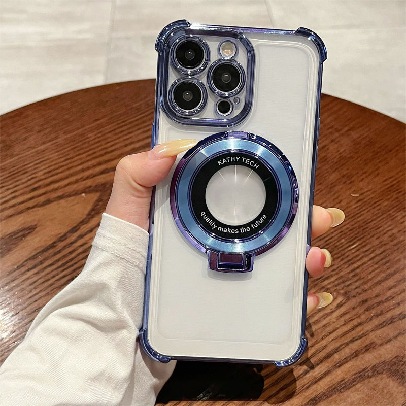 Sconto del 49%🔥Custodia per telefono con lente magnetica e supporto, trasparente e con una sensazione di metallo nudo di alta qualità
