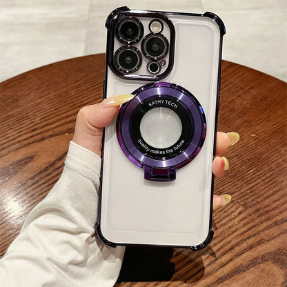 Sconto del 49%🔥Custodia per telefono con lente magnetica e supporto, trasparente e con una sensazione di metallo nudo di alta qualità