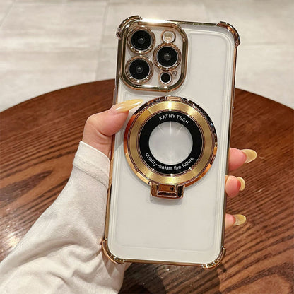 Sconto del 49%🔥Custodia per telefono con lente magnetica e supporto, trasparente e con una sensazione di metallo nudo di alta qualità