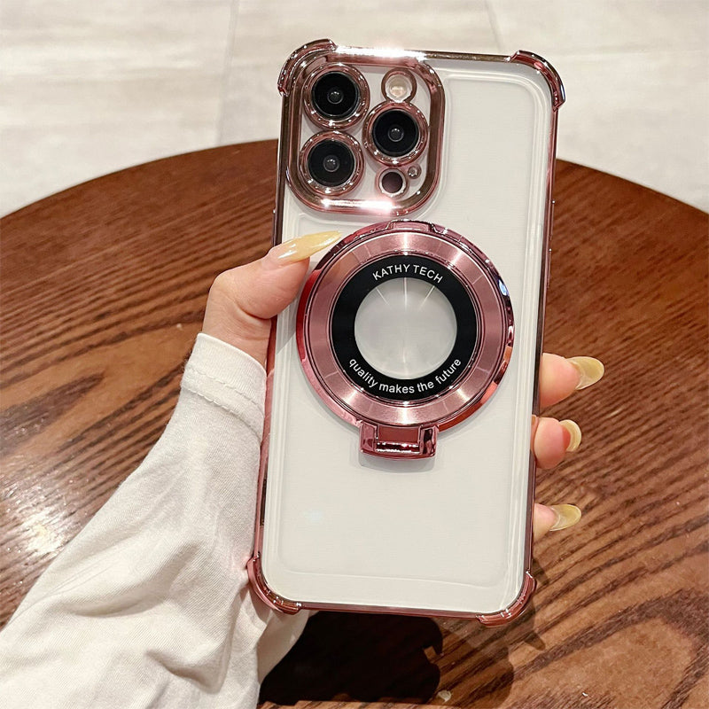 Sconto del 49%🔥Custodia per telefono con lente magnetica e supporto, trasparente e con una sensazione di metallo nudo di alta qualità