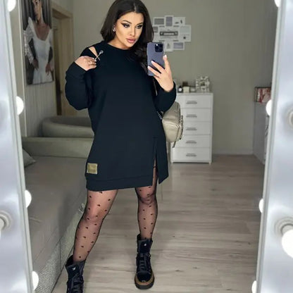 Kadınlar için şık kesim sweatshirt elbisesi
