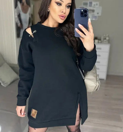 Kadınlar için şık kesim sweatshirt elbisesi