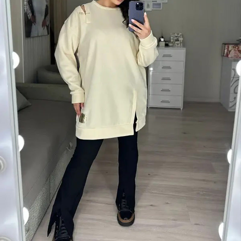 Kadınlar için şık kesim sweatshirt elbisesi