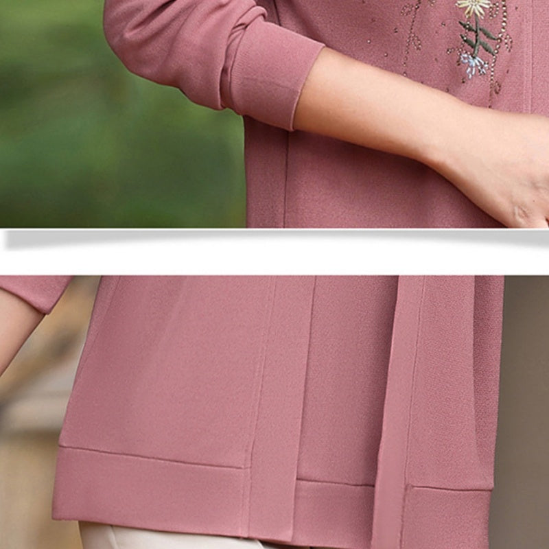 Elegant brodert langermet strikketopp for kvinner🌸