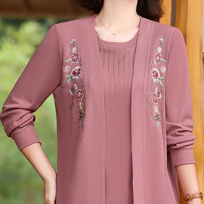 Elegant brodert langermet strikketopp for kvinner🌸
