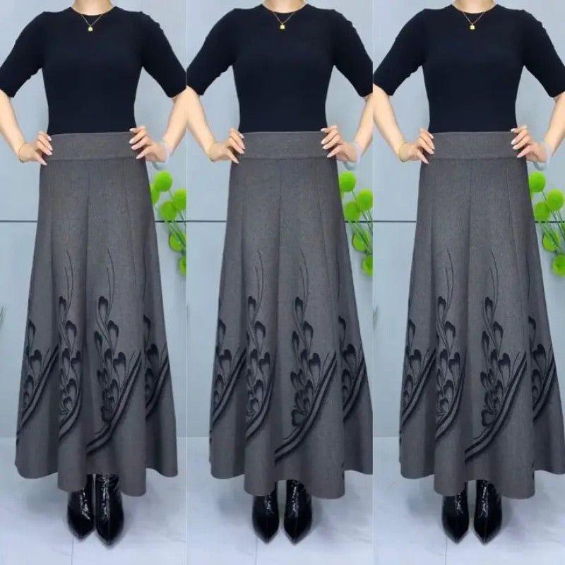 ✨Elegante gonna a trapezio a vita alta in lana sintetica da donna👗💖