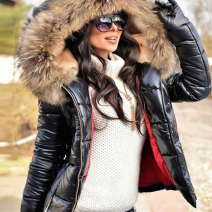 ❄️☃️Offre spéciale hiver-🔥🔥Veste à capuche décontractée et chaude avec grand col en fourrure pour femme