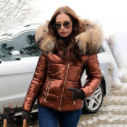 ❄️☃️Offre spéciale hiver-🔥🔥Veste à capuche décontractée et chaude avec grand col en fourrure pour femme