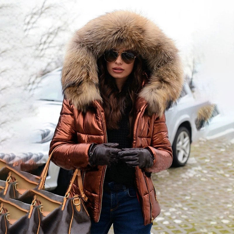 ❄️☃️Offre spéciale hiver-🔥🔥Veste à capuche décontractée et chaude avec grand col en fourrure pour femme