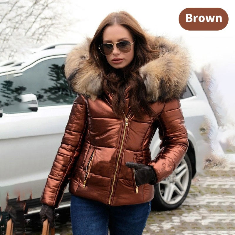 ❄️☃️Offre spéciale hiver-🔥🔥Veste à capuche décontractée et chaude avec grand col en fourrure pour femme