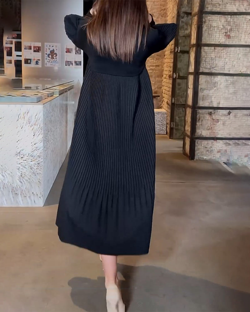 Vestido elegante con mangas de linterna en color de tono completo