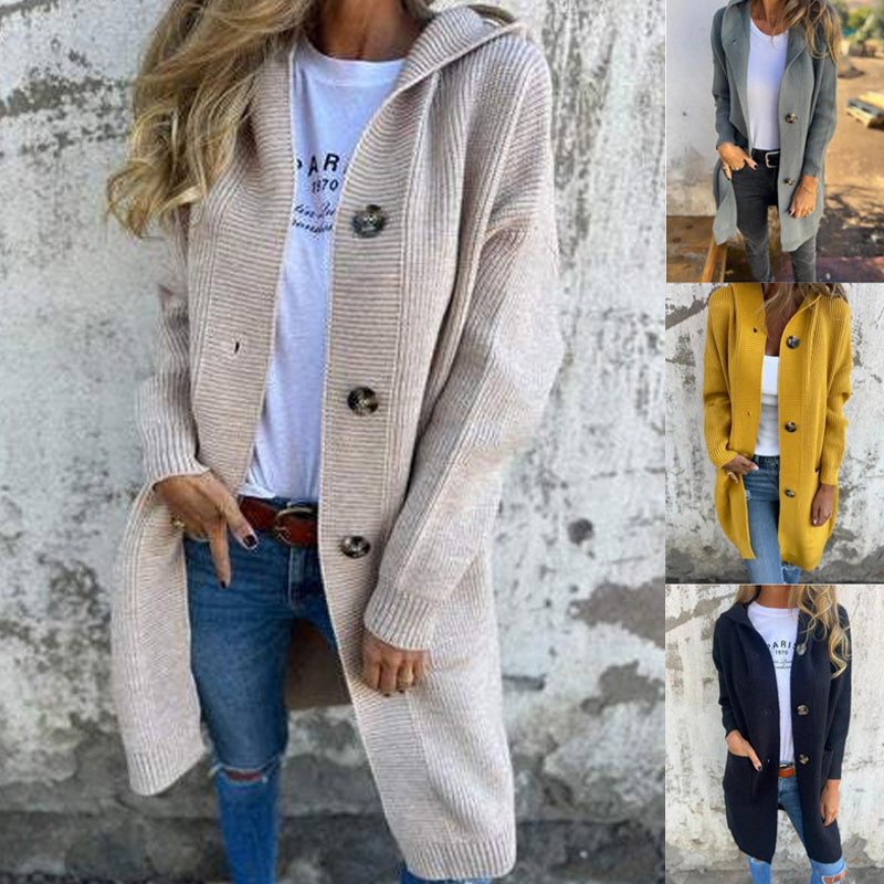🍂Specialità autunnali🍂Cardigan con cappuccio e bottoni da donna🥳Spedizione gratuita