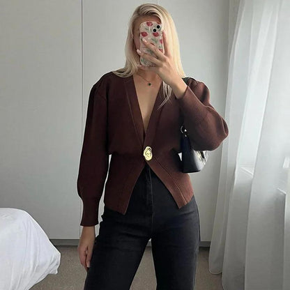 🎅Early Christmas Sale-Elegant One Button Knitted Sweater for Women