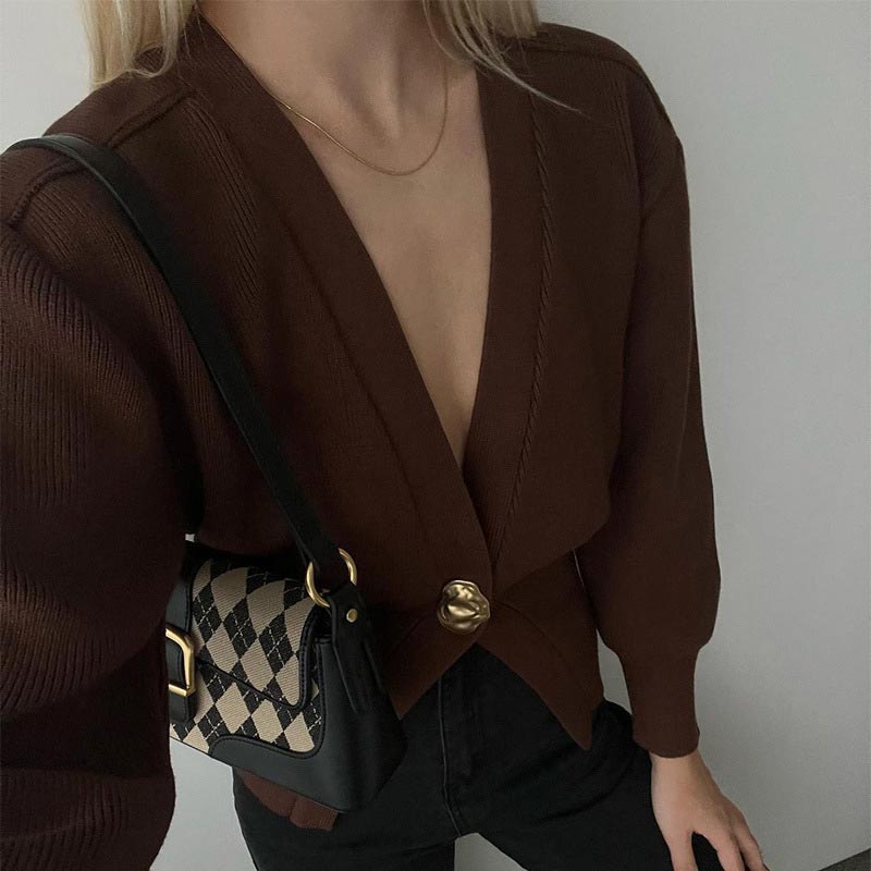 🎅Early Christmas Sale-Elegant One Button Knitted Sweater for Women