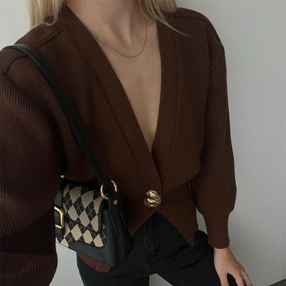 🎅Early Christmas Sale-Elegant One Button Knitted Sweater for Women