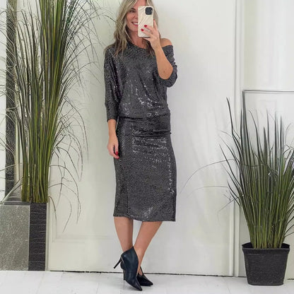 🎅Venta de Navidad✨Vestido de noche de lentejuelas para mujer