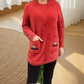 Pull ample et chaud à col rond et poches pour femmes【Kostenloser Versand】