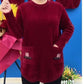 Pull ample et chaud à col rond et poches pour femmes【Kostenloser Versand】
