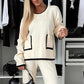 🎁Limited-time Christmas offer🎄Women's colorblock top and wide-legged pants set