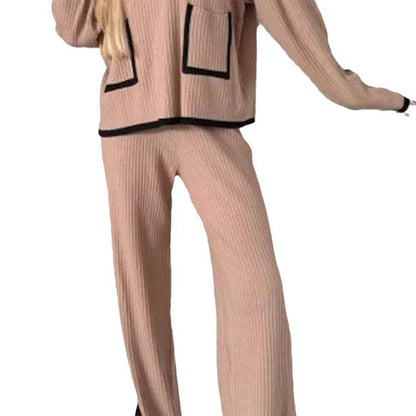 🎁Offerta di Natale a tempo limitato🎄Completo da donna composto da top colorblock e pantaloni a gamba larga