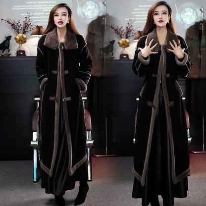 Nuovo stile invernale 2024 🔥Cappotto in pile scamosciato da donna, elegante cappotto di pelliccia lungo fino al ginocchio, stile western