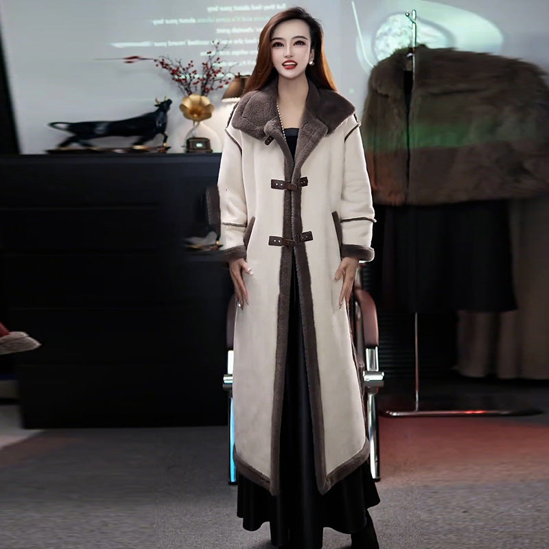 Nuovo stile invernale 2024 🔥Cappotto in pile scamosciato da donna, elegante cappotto di pelliccia lungo fino al ginocchio, stile western