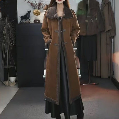 Nuovo stile invernale 2024 🔥Cappotto in pile scamosciato da donna, elegante cappotto di pelliccia lungo fino al ginocchio, stile western