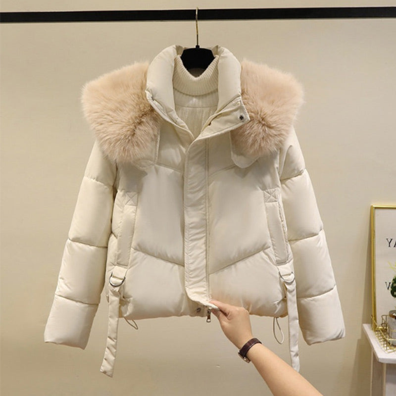 ❄️Offerte invernali❄️ Giacca corta calda da donna con collo a sbuffo e cerniera completa